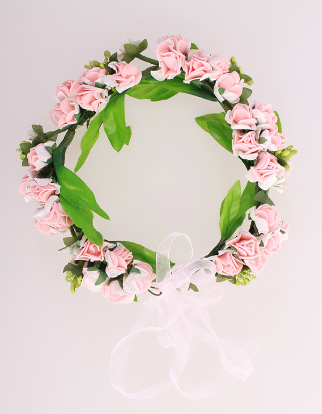 Rochelle Floral Crown in White and Pink